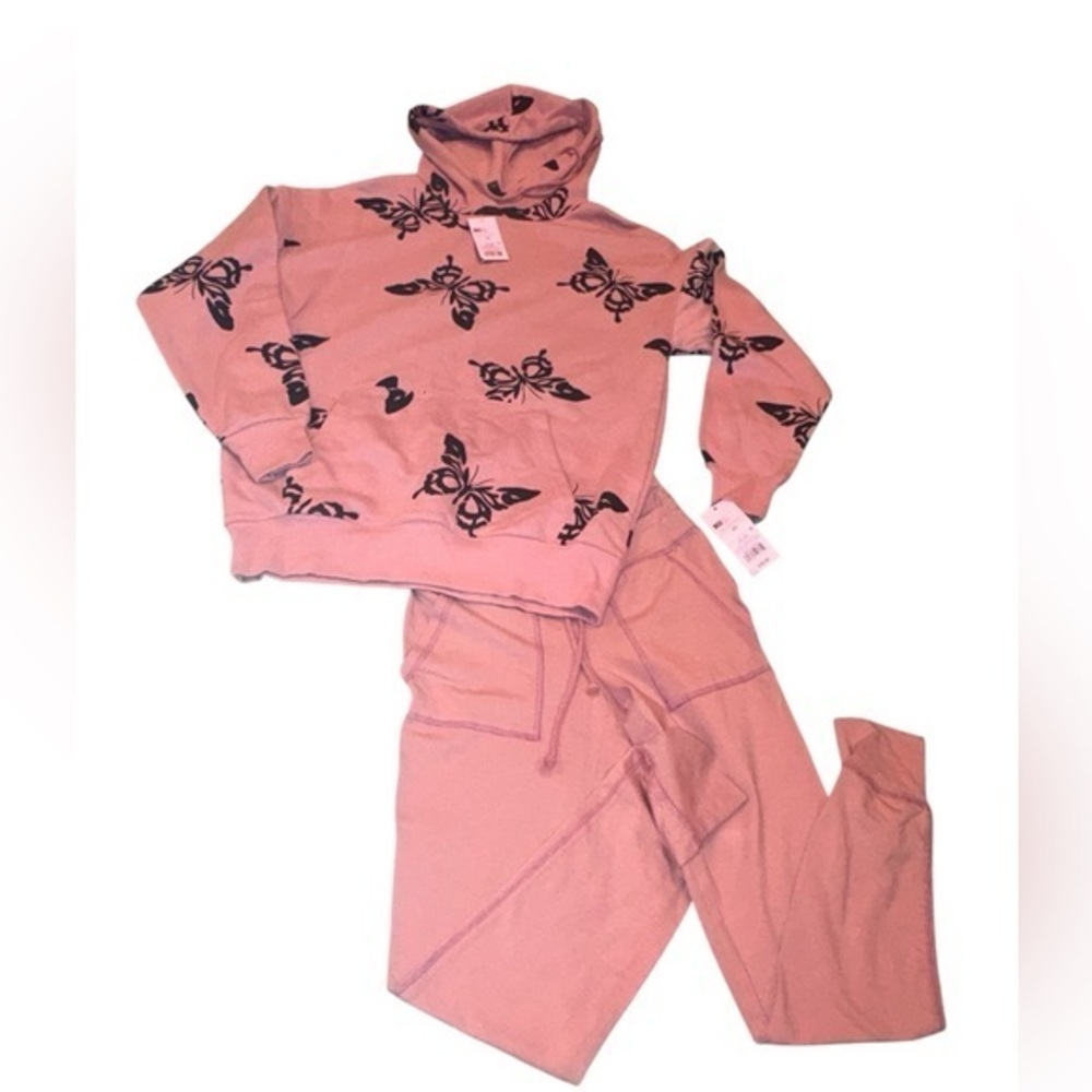 NWT - Wild Fables Dusty Pink w Black Butterfly Sweatsuit